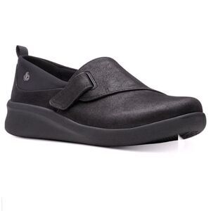 Clarks Cloudsteppers Black Sillian 2.0 Ease Adjustable Strap Slip On Shoes 7.5